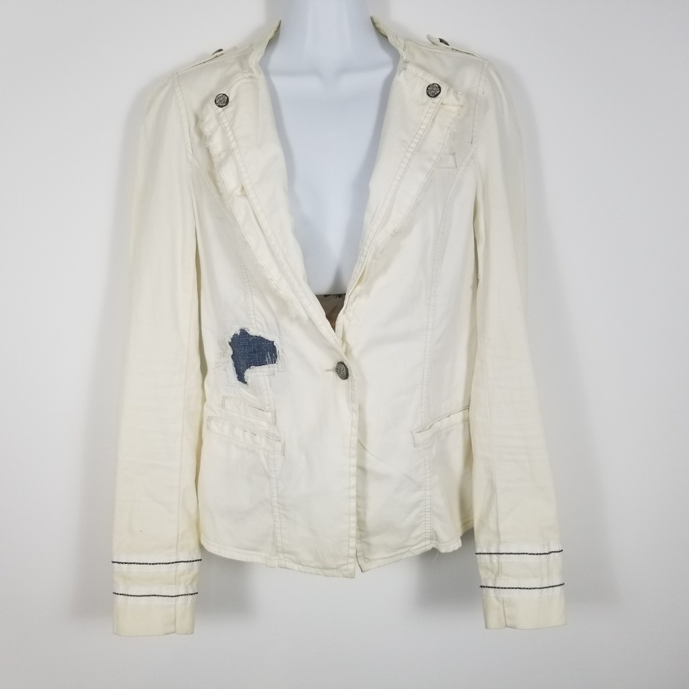 Guess Jean's Denim Jacket Distress White Sz Medium